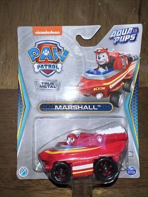 New - Paw Patrol Aqua Pups - Marshall - True Metal Diecast Car!
