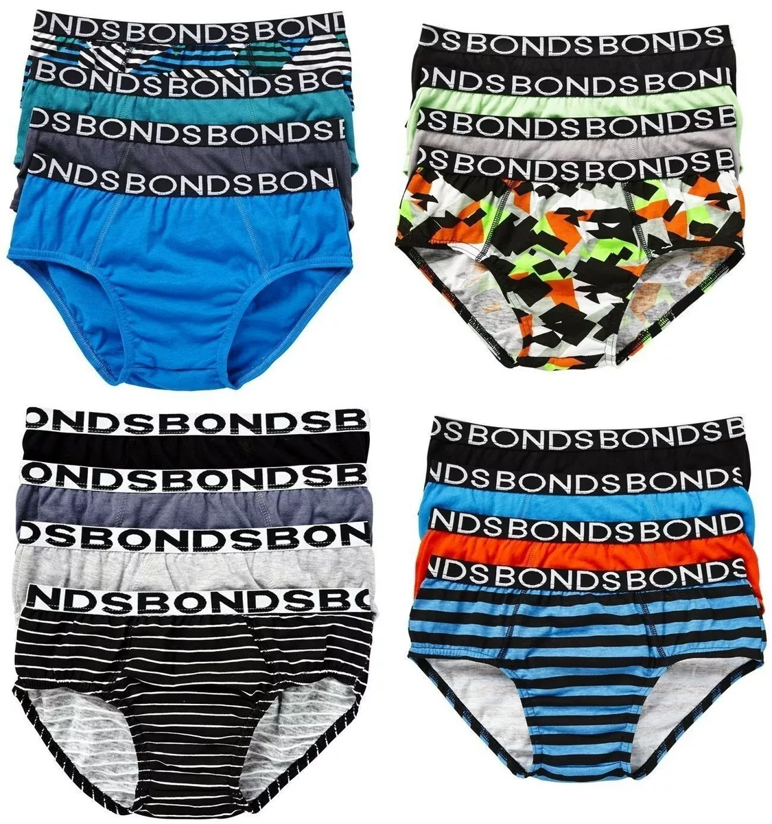 Bonds Boys Kids Underwear 4 Pack Undies Brief Assorted