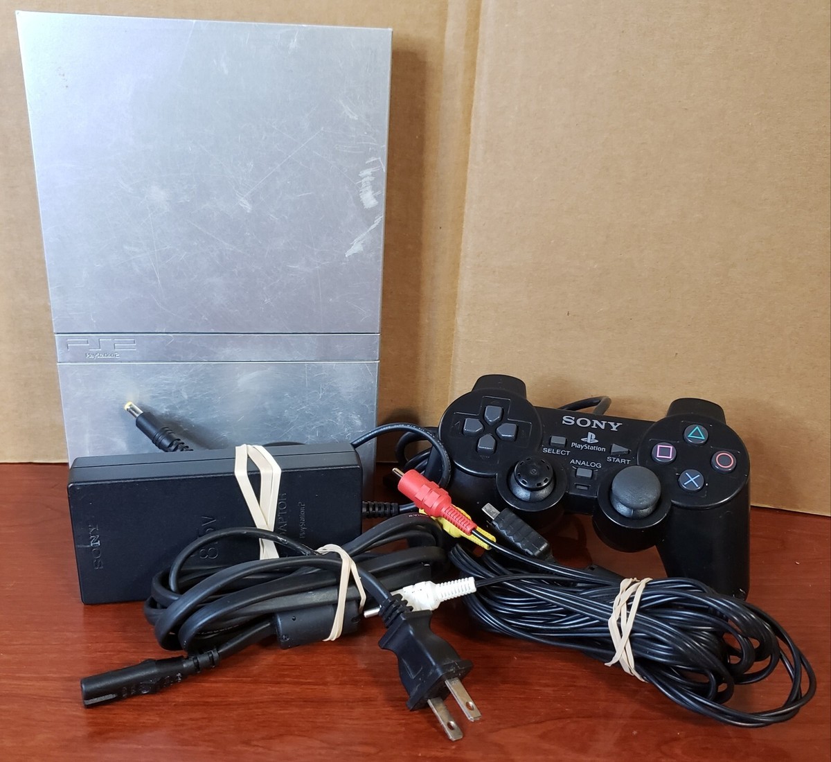 Sony Playstation 2 PS2 Slim Silver Console & OEM Cords SCPH-77001