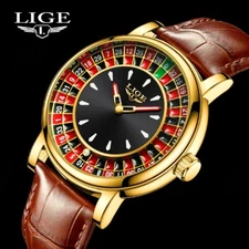 LIGE Men Watch Quartz  Stainless Steel / Leather Strap Waterproof Man Wristwatch