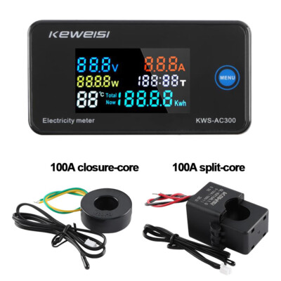 AC50-300V 0-20/100A Digital Voltmeter Ammeter Energy Meter Voltage Wattmeter Kwh