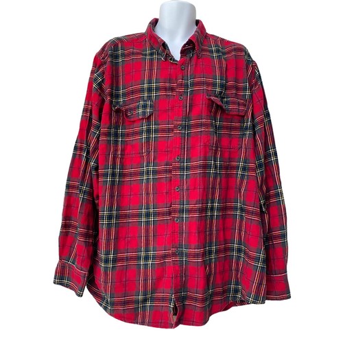 Faded Glory Red Flannel Shirt Button 