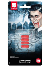 4 x Blood Capsules Halloween Horror Liquid Make Up Fancy Dress Accessory Fake Bl