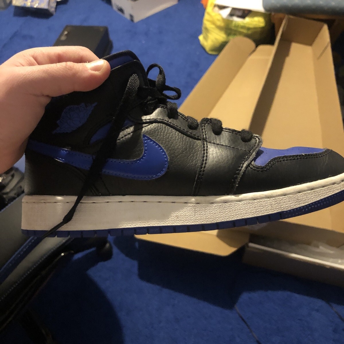 Size 6 - Air Jordan 1 Mid Black Hyper Royal for sale online