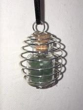 Crystals In A Glass Jar Necklace Aventurine Spiral Cage Pendant Wish Jar