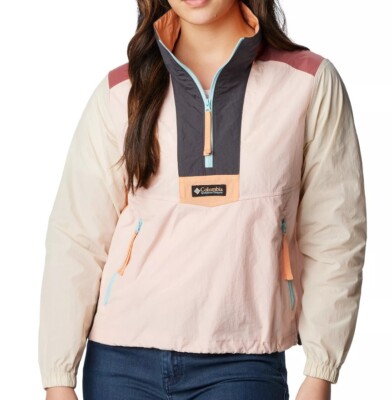 NEW Columbia Riptide XL3624-626 Retro Anorak Light Pink 1/4 Zip Jacket Womens XS