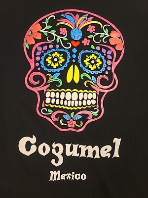 Black ''Cozumel Mexico'' W/Skull Candy Sleeveless Black Shirt By Reef; UNISEX XXL