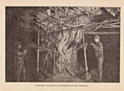 Electrical engineering anno 1902 electric shock drill in mine-Hist. Fig. 1902