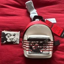 COACH DISNEY MICKEY HARING SMALL WEST BACKPACK CROSSBODY C6910 & MKH PNT C7454