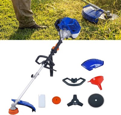 Motorsense Rasentrimmer 2in1 Benzin Freischneider Rasenmäher Trimmer 43cc