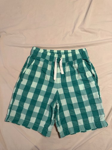 Hanna Andersson Kids Shorts US 8 100% Cotton Green Gingham Drawstring Short 