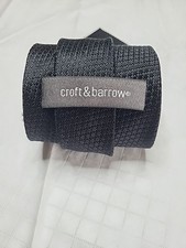 Croft Barrow Tie Black Solid Silk 57x3.75