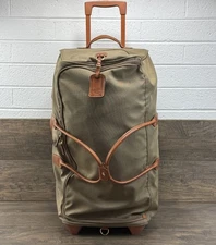 Bric's Duffle Bag Nylon 2-Wheeled Olive Weekend Luggage Travel