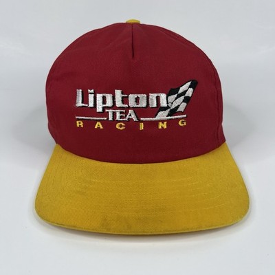 Vintage NASCAR Hat Cap Snap Back Lipton Tea Racing Red Mens