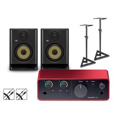 Focusrite Solo Gen4 w/KRK ROKIT G5 Studio Monitor Pair w/Stands/Cables ROKIT 5