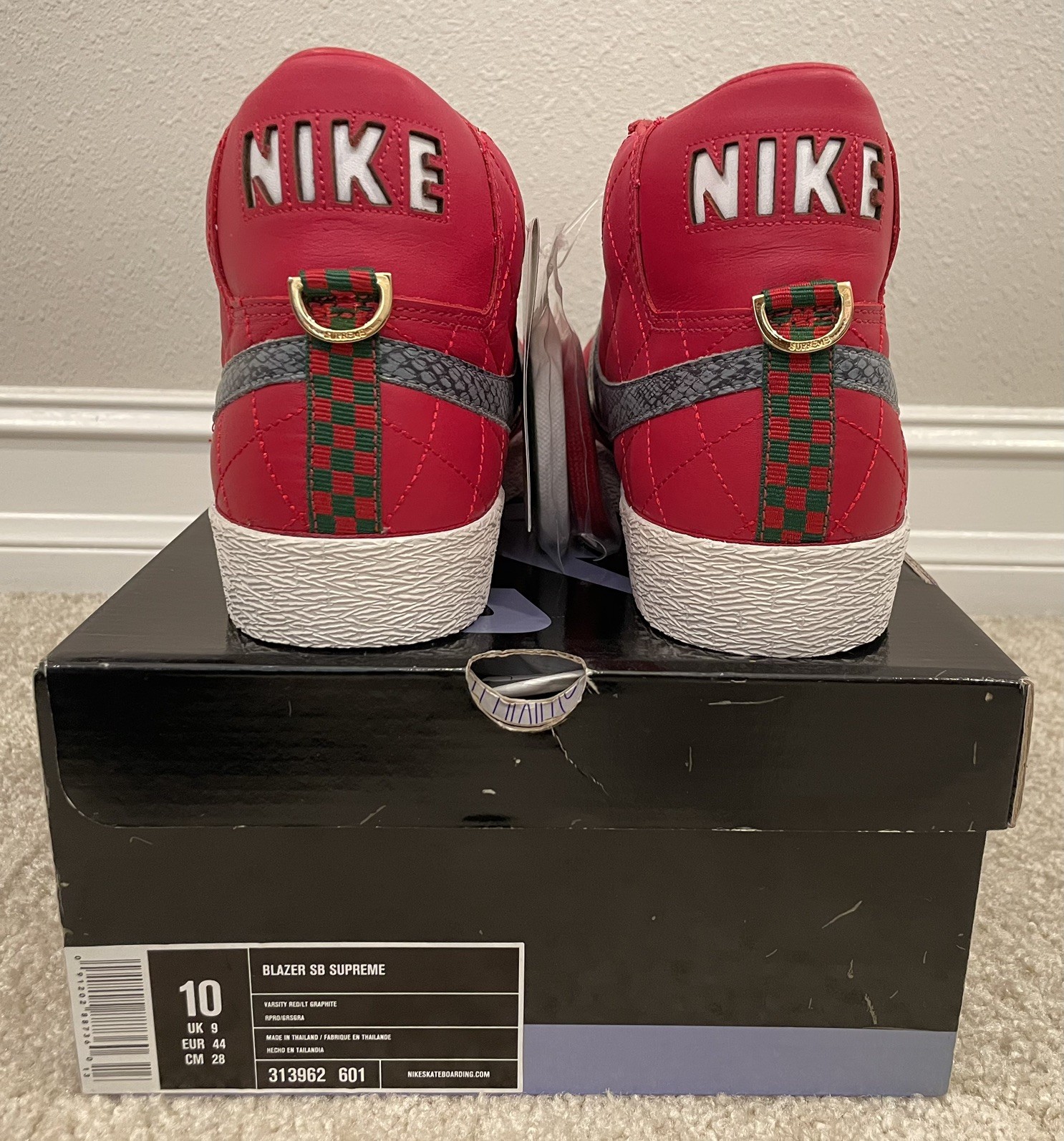 Nike Blazer SB Supreme Varsity Red Size 10 313962-601 Lt Graphite 2006 NIB image 4