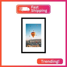 JCJMY 11x17 Picture Frame Black with 8x10 Mat, Display Photo 8x10 with Mat or 11