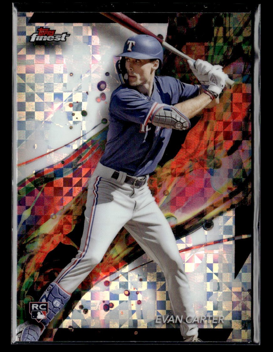 Evan Carter RC - 2024 Topps Finest Checkerboard Refractor Rookie #62 Rangers