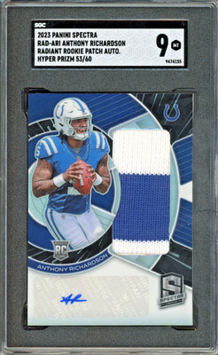 Anthony Richardson 2023 Panini Spectra Hyper Radiant Rookie Patch Auto /99 SGC 9