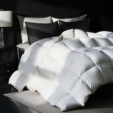 Goose Feather Down Fiber Comforter Size, 100 Cotton Cover Ultra King White