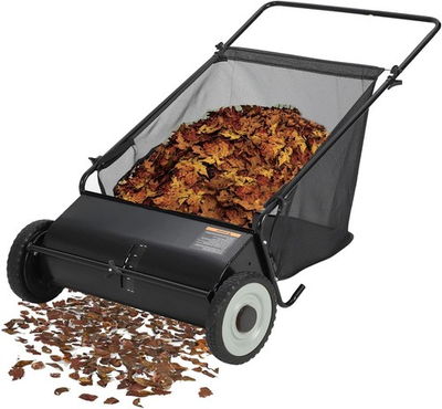 #ad GRAVEE 26 Inch Push Lawn Sweeper 7 Cu Ft 4 Spinning Brush Adjustable Height $97.93