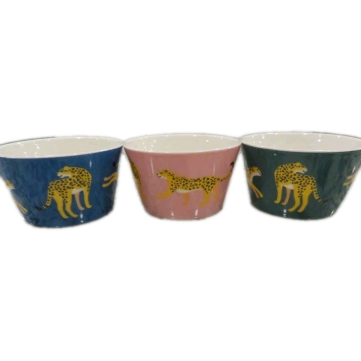 Wildlife Tidbit Dish Set Cheetah With Wool Tray Soup Cereal Salad Dessert Bowls