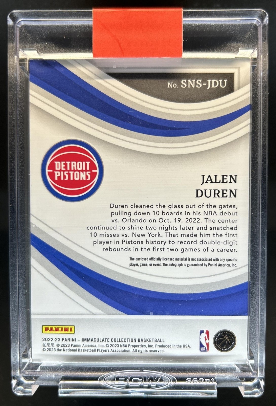 2022-23 Immaculate Jalen Duren Sneaker Signatures RC Red Auto Autograph #/25 view 2