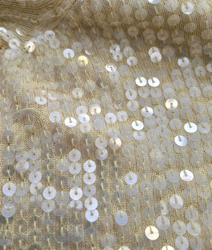 Suéter Y2K Bebe Seda Lentejuelas Amarillo Top Acanalado Cuello en V Talla S Foto 3 de 4