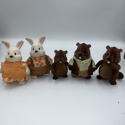 Lil Woodzèez Family Rabbit Mom Dad Beaver Mom Dad Child Lot Of 5 Vtg Critters
