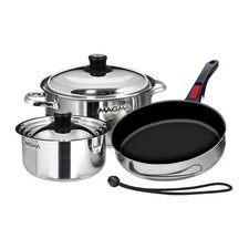 Magma Nesting 7-Piece Induction Compatible Cookware - Stainless Steel Exterior