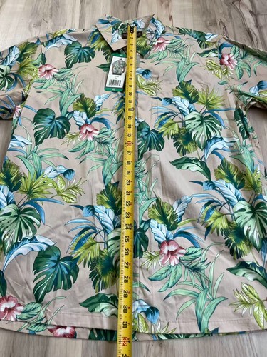 Camicia hawaiana uomo COOKE STREET XL 100% cotone palma floreale giungla tropicale nuova con etichette - Foto 7 di 9
