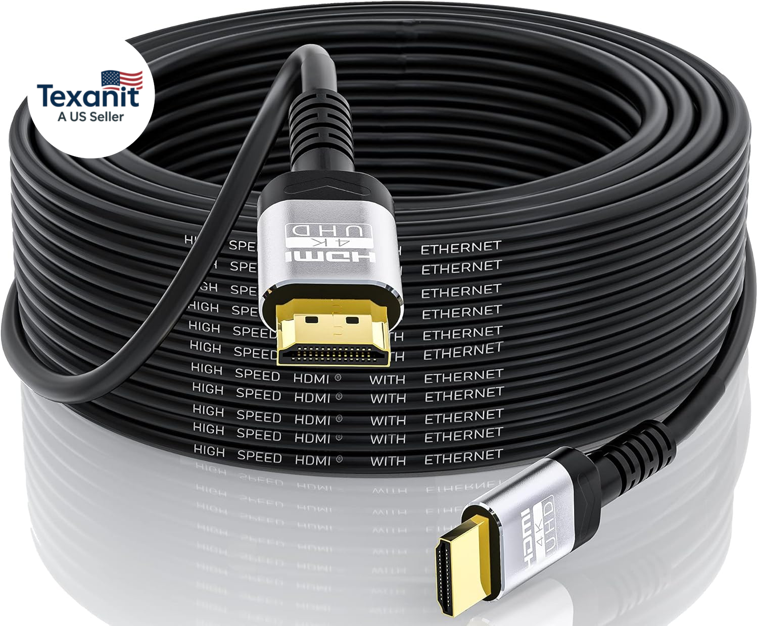 4K HDMI Cable 30 Ft | 18Gbps Ultra High Speed HDMI 2.0 Cable 4K@60Hz HDR 3D ARC
