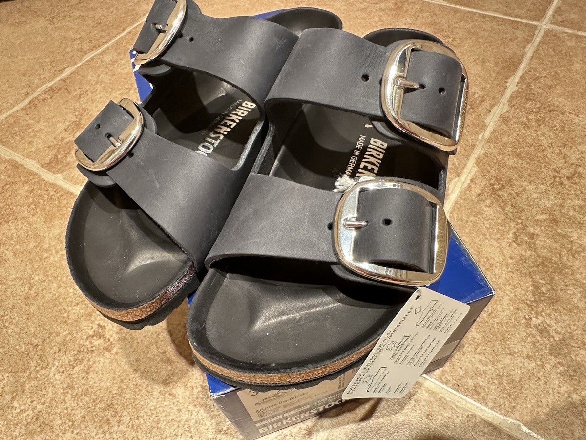 Birkenstock Arizona Big Buckle Sandals 37 6 Black Leather