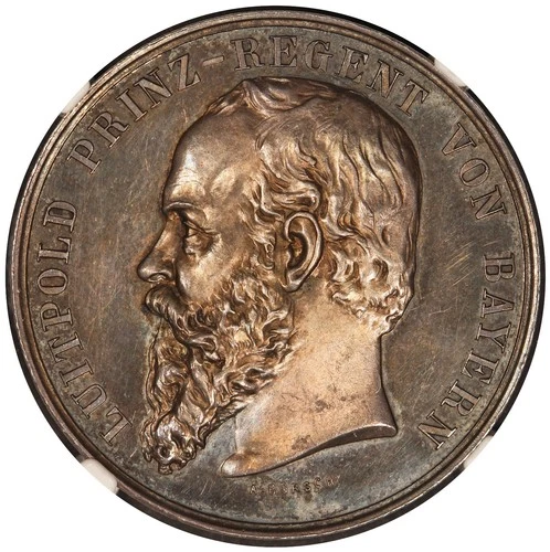 1886-1912 Germany Military Shooting Silver Medal - NGC MS 63 - Peltzer-1774