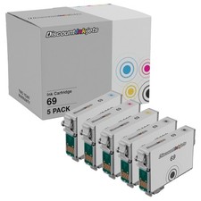Ink Cartridges for Epson 69 T069 2 Black, 1- Cyan, Magenta, Yellow 5Pk