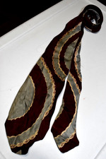 Neck Tie VTG Deco Dirty Grunge Tie 40s Maroon Gray Half Circles Rings 50 x 4.25"