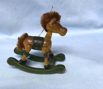 ROCKING HORSE CHRISTMAS Ornament Wooden Rocker Emson Taiwan 3.5'' L Vintage (A1)
