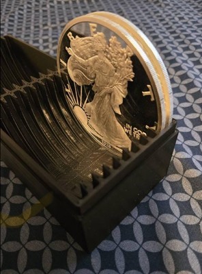 3DP Design Storage Box Holds 20x 5oz Silver Rounds 90mm Diameter, 3mm Thick