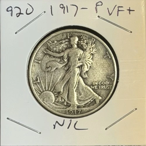 1917-P VF++ Not Common Walking Liberty Half Dollar