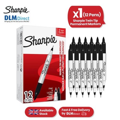Sharpie Doppelspitze schwarz Permanentmarker 12er Pack feine und ultrafeine Tintenstifte