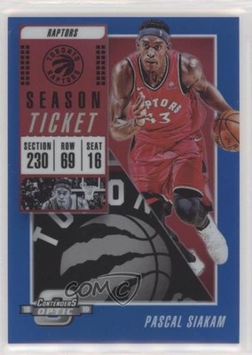 2018-19 Panini Contenders Optic Season Ticket Blue Prizm 65/99 Pascal Siakam 2ct