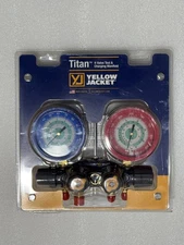 Yellow Jacket 49922 Titan 4-Valve Manifold Test and Charging, Red/Blue
