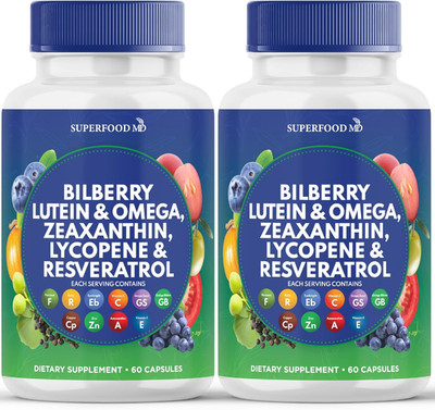 Superfood MD Eye Health Vitamins with Bilberry Lutein & Zeaxanthin Lycopene 40mg