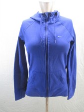 Nike Size S Womens Blue Therma Fit Soft Shell Hooded Full Zip Sport Jacket 060