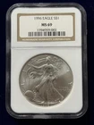 1996 American Silver Eagle NGC MS 69 Brown Lable Holder