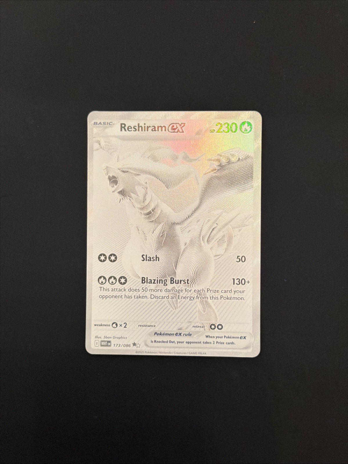 Pokémon TCG Reshiram EX White Flare Mint-Near Mint Condition Card 173/086 BWR