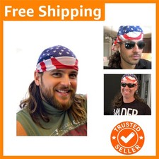 Hilarious Light Brown Mullet Wig Skull Cap for Fourth of July Celebrations