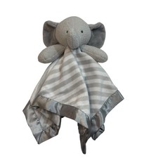 Cloud Island Elephant Lovey Security Blanket Gray White Stripe Satin Trim Target