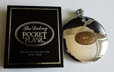 Flachmann aus Scotland ''Pocket Flask'' Monogramm ''PB'' DALVEY Vintage gebraucht