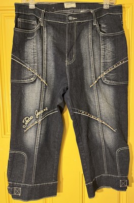 PACO Jeans Distressed Embellished Beads Embroidery Size 15 (M-L)  Leg Cuffs